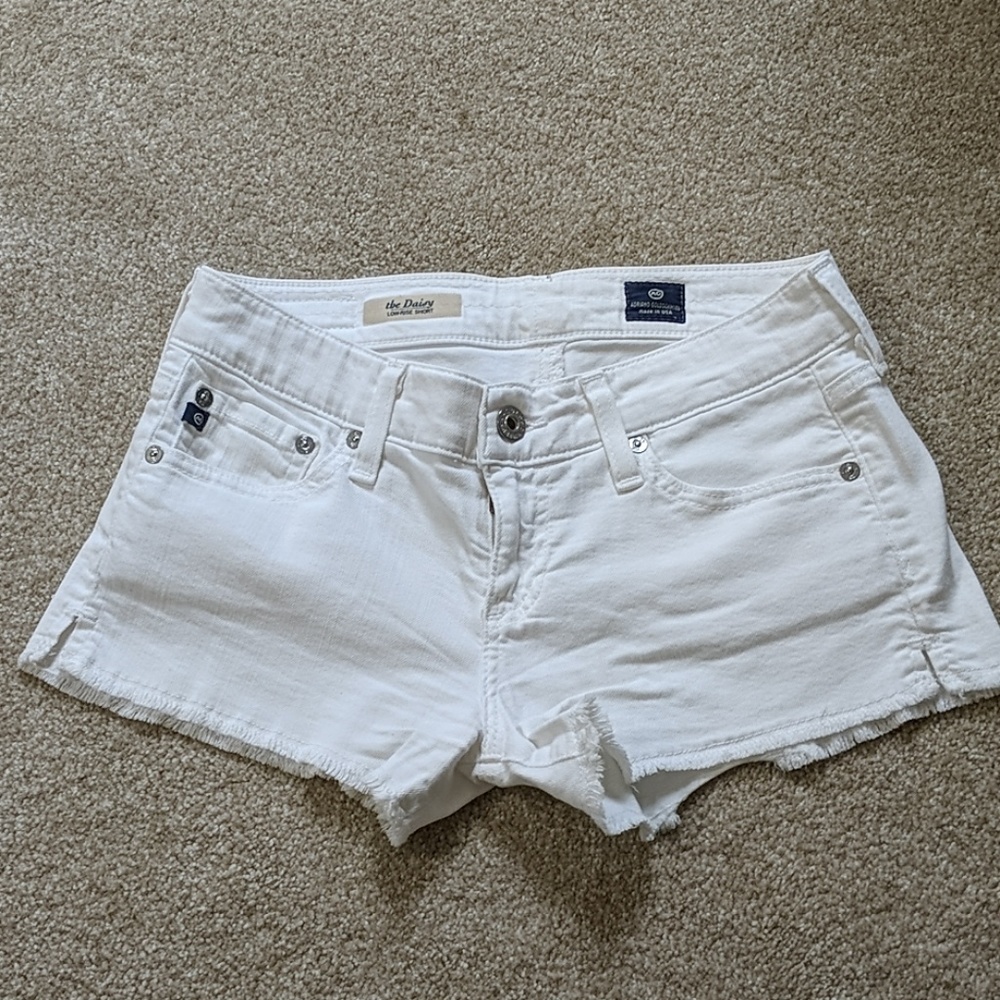 White AG denim shorts